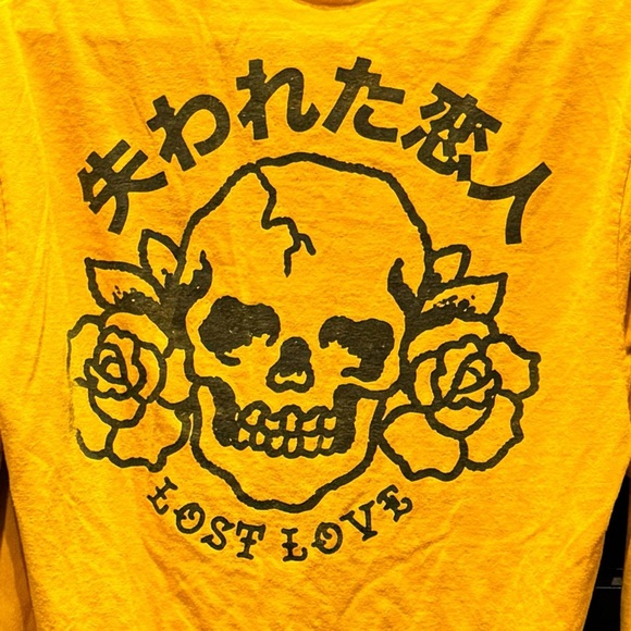 Creative empire lost love skull Yellow Long Sleeve Tee MEDIUM unisex - Picture 4 of 5